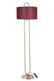 Lampadaire Elliptique Ovalis 170cm Tissu Bordeaux Et Métal Or