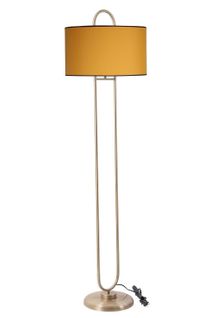 Lampadaire Elliptique Ovalis 170cm Tissu Jaune Et Métal Or