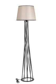 Lampadaire Pied Filaire Torsade Accenso 175cm Tissu Beige Et Métal Noir