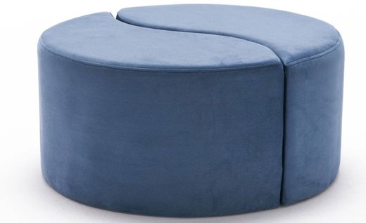 Lot De 2 Poufs Puzzle Ratsel L43xh40cm Velours Bleu