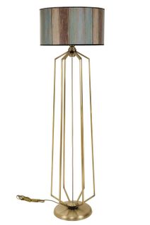 Lampadaire Pied Filaire Extrabus H153cm Tissu Motif Lambis Multicolore Et Métal Or