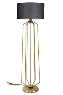 Lampadaire Pied Filaire Extrabus H153cm Tissu Noir Et Métal Or