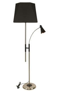 Lampadaire 2 Ampoules Mulsam H165cm Tissu Noir Et Métal Noir Et Or