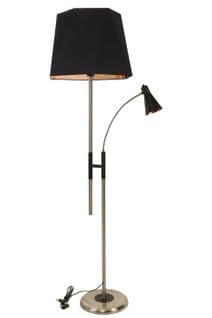 Lampadaire 2 Ampoules Mulsam H165cm Tissu Noir Et Cuivre Et Métal Noir Et Or