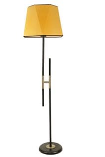 Lampadaire En H Extrudis 165cm Tissu Jaune Et Métal Or Et Noir