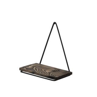 Étagère Murale Neiper L27xh28cm Métal Noir Et Bois Massif Foncé