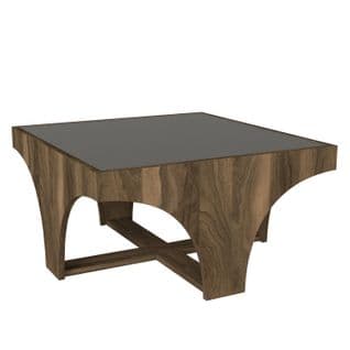 Table Basse Porticus Pieds En Arcades Bois Naturel Et Anthracite