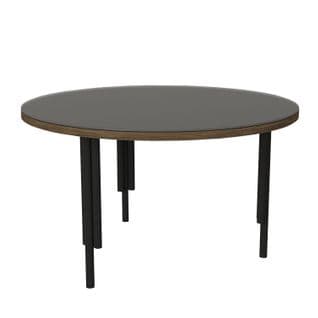 Table Basse Ronde Orbis Ø36,8cm Bois Foncé Et Métal Anthracite
