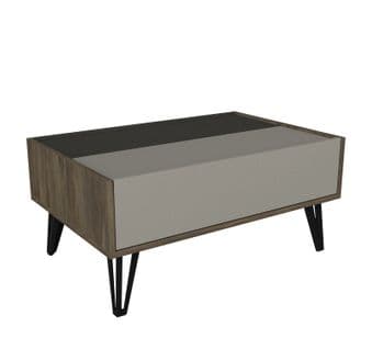 Table Basse 2 Portes Battantes Jazzy L90xp60cm Bois, Gris Et Anthracite