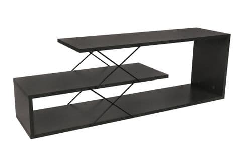 Meuble TV 2 Étagères Loiria 120cm Métal Noir Et Bois Anthracite