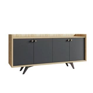 Buffet Bas Aledros L150cm Chêne Clair Et Anthracite