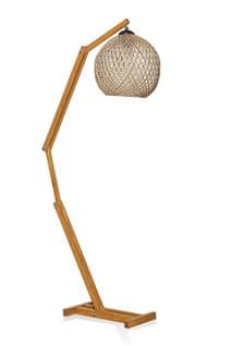 Lampadaire Réglable Zirto H140cm Pin Massif Marron Et Jute Naturel