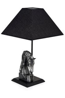 Lampe à Poser Tête De Cheval Géométrique Replico D24xh50cm Tissu Noir Et Métal Argent