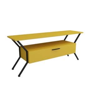 Meuble TV 1 Porte Jasper 125cm Noir Et Jaune