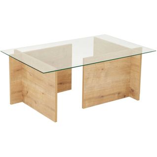 Table Basse En Verre Et Aggloméré Escape Chêne