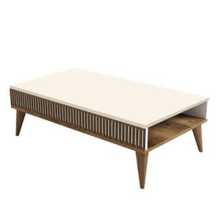 Table Basse Yemaya 105x60cm Bois Clair Et Blanc Crème