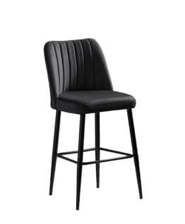 Lot De 4 Chaises De Bar Sero Velours Anthracite Et Métal Noir