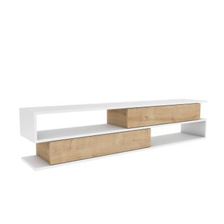 Meuble TV Bosaw L160cm Blanc Et Chêne Clair