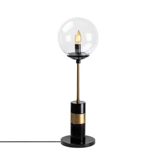 Lampe à Poser Moderne Esace Abat-jour Boule Transparent Et Métal Noir Et Or
