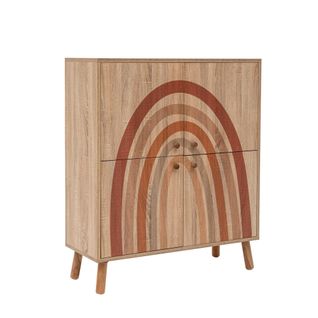 Buffet Kaviny L95xh111cm Bois Motif Arcs Nuance Du Marron