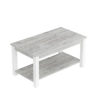 Table Basse Ceranto L90cm Bois Blanc Et Gris