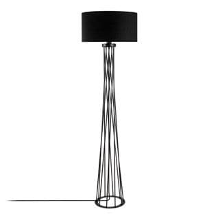 Lampadaire Pied Filaire Torsade Slivka L50xh175cm Tissu Et Métal Noir