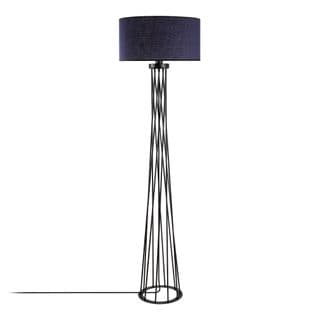 Lampadaire Pied Filaire Torsade Slivka L50xh175cm Tissu Anthracite Et Métal Noir