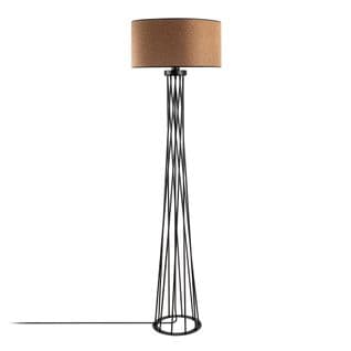 Lampadaire Pied Filaire Torsade Slivka L50xh175cm Tissu Marron Et Métal Noir