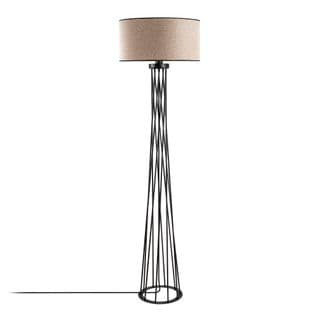 Lampadaire Pied Filaire Torsade Slivka L50xh175cm Tissu Blanc Et Métal Noir