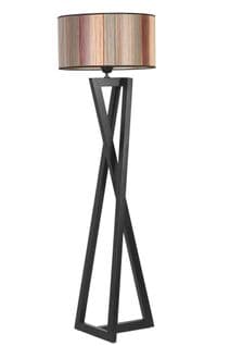 Lampadaire Design Ciol H166cm Abat Jour Effet Lambis Marron Et Ver Avec Support Bois Noir