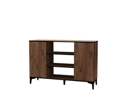 Buffet 2 Portes Et 3 Étagères Unana L140cm Bois Et Noir