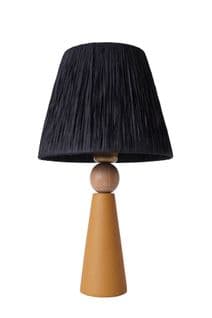 Lampe à Poser Style Contemporain Ekimo D24cm Abat Jour Tissu Noir Avec Base Céramique