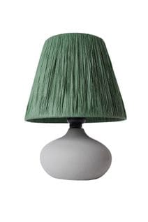 Lampe à Poser Moderne Evaly D24cm Raphia Vert Foncé Et Céramique Grège