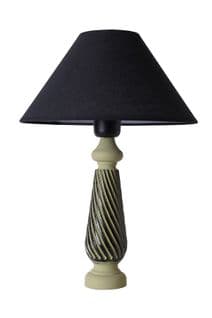 Lampe à Poser Style Contemporain Ekimo D33cm Abat Jour Tissu Noir Avec Base Céramique Vert Et Noir
