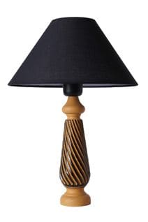 Lampe à Poser Style Contemporain Ekimo D33cm Abat Jour Tissu Noir Avec Base Céramique Marron Clair E