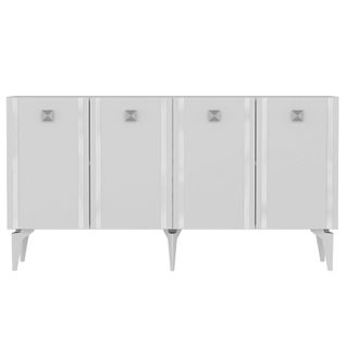 Buffet Design Hogha L150cm Blanc Et Argent