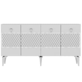 Buffet Design Augred L150cm Blanc Et Argent