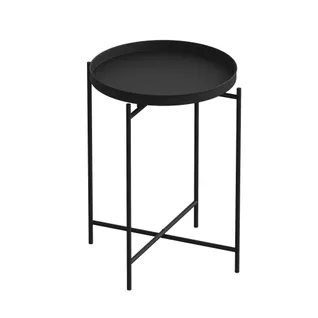 Table Basse Ronde Style Industriel Amula D46cm Métal Noir