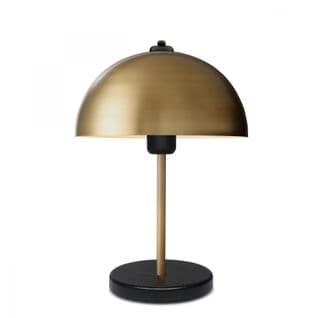 Lampe à Poser Champignon Kanile D23cm Métal Or Et Noir Et Bois Noir