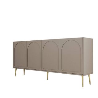 Buffet Style Minimaliste 4 Portes Lyana Taupe Foncé Et Or