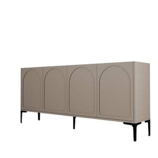 Buffet Style Minimaliste 4 Portes Lyana L180cm Taupe Foncé Et Noir