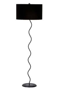 Lampadaire Design Cobria L160cm Abat Jour Noir Avec Support Métal Chrome