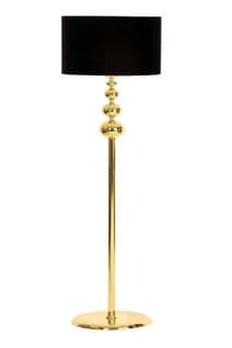 Lampadaire Design Vegari H160cm Abat Jour Noir Avec Support Métal Chromé Or