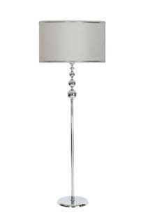 Lampadaire Design Vegari H160cm Abat Jour Gris Et Argent Avec Support Métal Chromé Argent