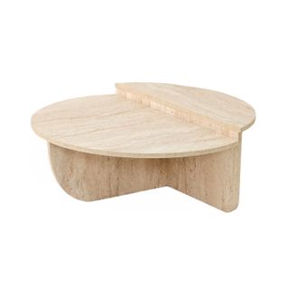 Table Basse Design Yellin D90cm Effet Travertin Beige