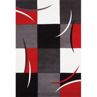 Tapis De Salon 80x150 Cm Rouge, Gris, Noir Et Blanc