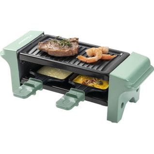 Appareil À Raclette - Mini Grill 1 À 2 Personnes - 2 Poêlons Et 2 Spatules - Antiadhésif - Menthe