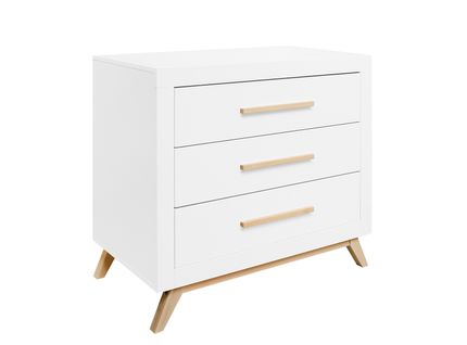 Fenna - Commode Enfant 3 Tiroirs En Bois - Blanc / Naturel