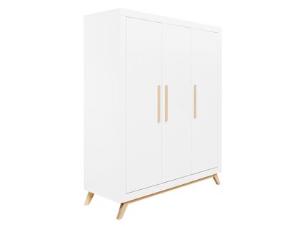 Fenna - Armoire Enfant 3 Portes En Bois - Blanc / Naturel