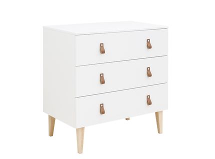 Indy - Commode Enfant 3 Tiroirs En Bois - Blanc / Naturel